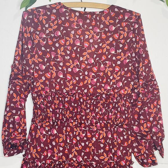 Dear John Floral Marie Mulburry Scallop dress Layered With gathered waist - Picture 11 of 12